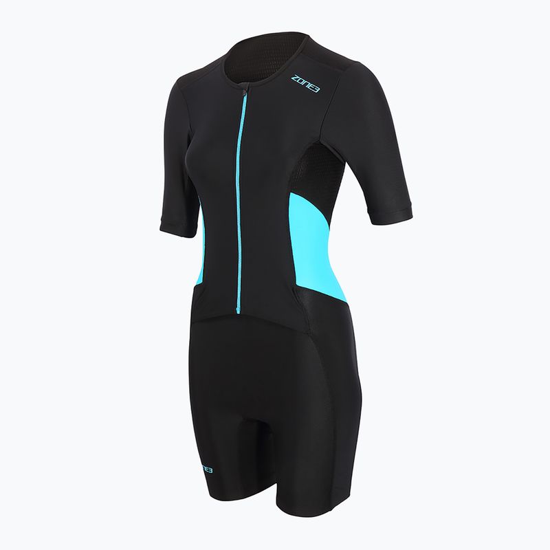 Γυναικεία στολή τριάθλου ZONE3 Activate SS Full Zip Trisuit μαύρο/τυρκουάζ