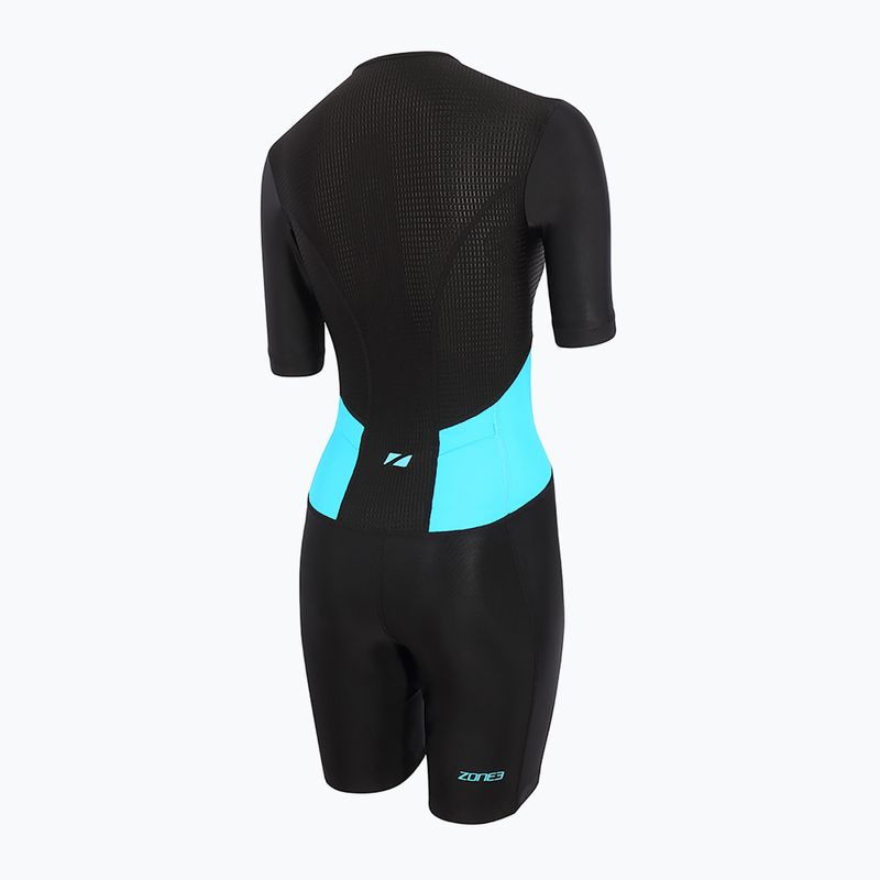 Γυναικεία στολή τριάθλου ZONE3 Activate SS Full Zip Trisuit μαύρο/τυρκουάζ 3