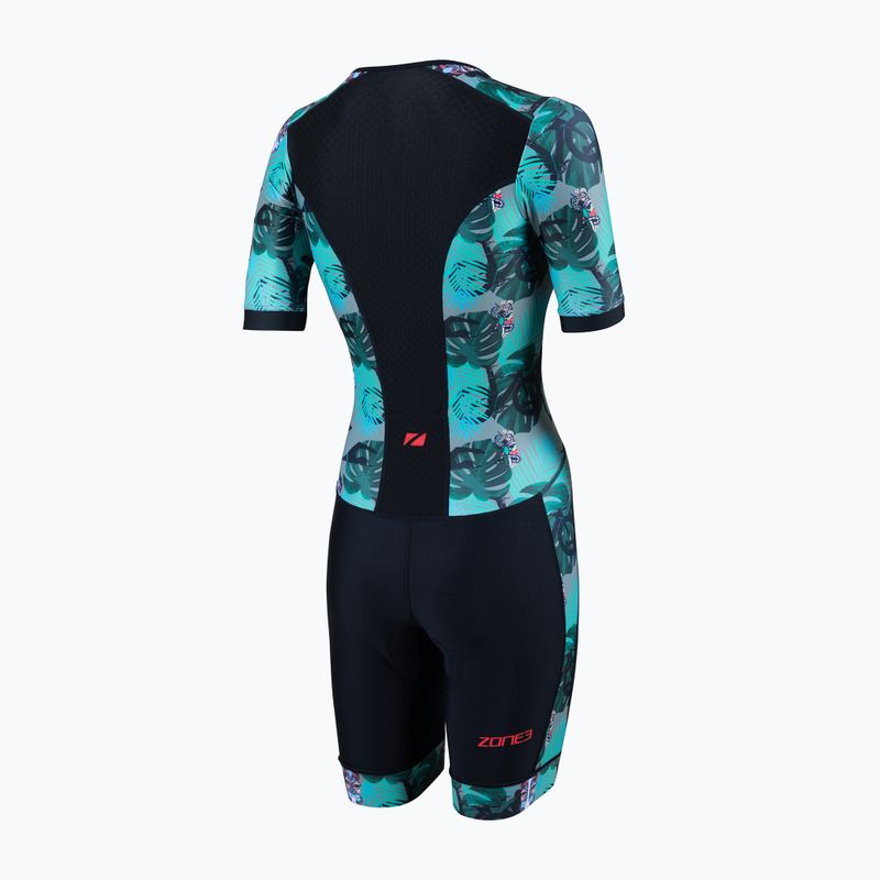 Γυναικεία στολή τριάθλου ZONE3 Activate+ Short Sleeve Trisuit tribal rush/μαύρο/χακί 2