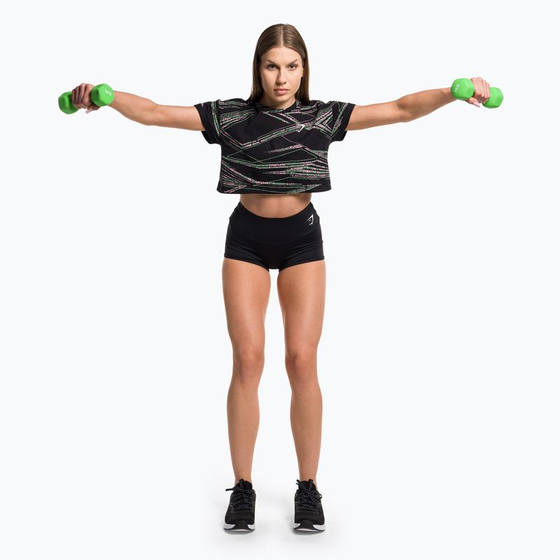 Γυναικείο μπλουζάκι προπόνησης Gymshark Zone Graphic Crop μαύρο/lime 2