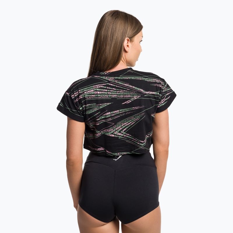 Γυναικείο μπλουζάκι προπόνησης Gymshark Zone Graphic Crop μαύρο/lime 3