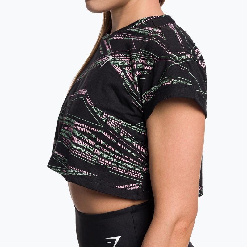 Γυναικείο μπλουζάκι προπόνησης Gymshark Zone Graphic Crop μαύρο/lime 4