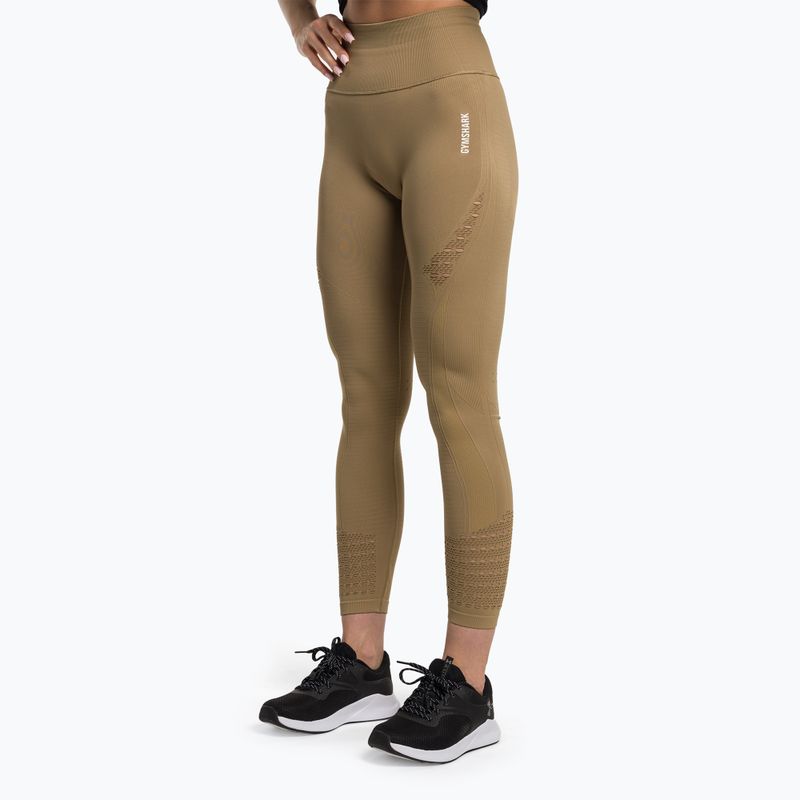 Γυναικείο κολάν προπόνησης Gymshark Energy Seamless biscotti καφέ/λευκό