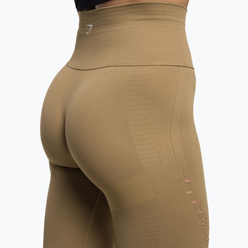 Γυναικείο κολάν προπόνησης Gymshark Energy Seamless biscotti καφέ/λευκό 4