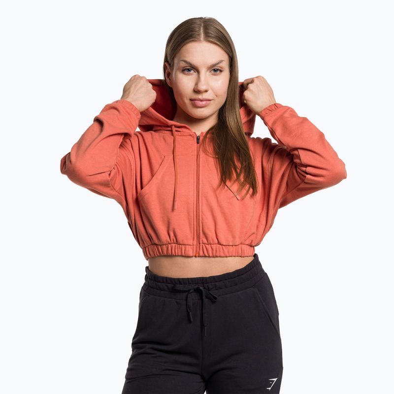 Γυναικείο φούτερ προπόνησης Gymshark KK Twins Zip Up Crop πορτοκαλί