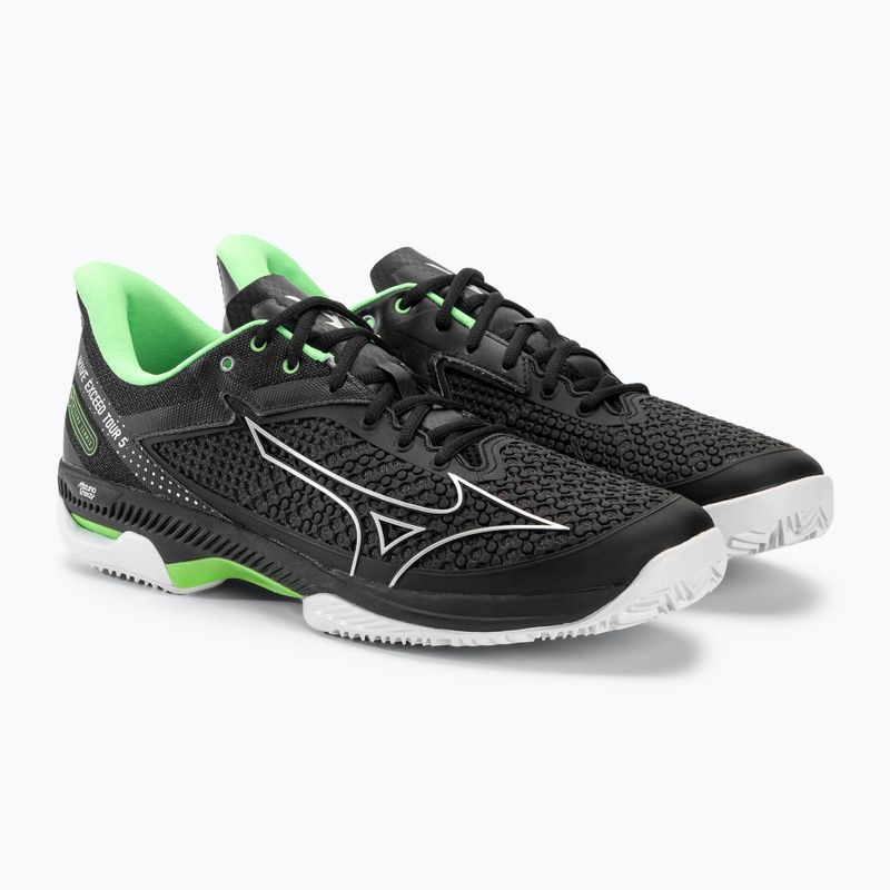 Ανδρικά παπούτσια τένις Mizuno Wave Exceed Tour 5 CC μαύρο / ασημί / πράσινο τέκνο 5