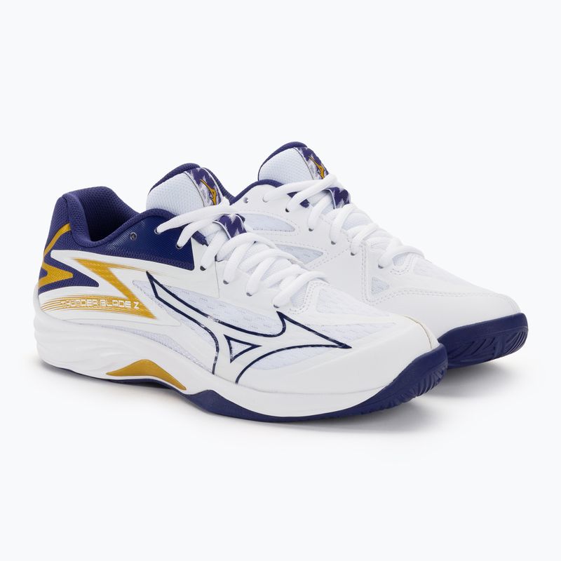 Ανδρικά παπούτσια βόλεϊ Mizuno Thunder Blade Z λευκό / μπλε κορδέλα / mp χρυσό 5