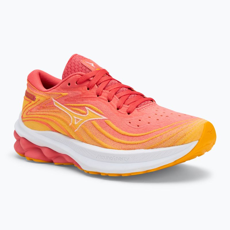 Γυναικεία παπούτσια τρεξίματος Mizuno Wave Skyrise 5 dubarry/ λευκό/ εσπεριδοειδή