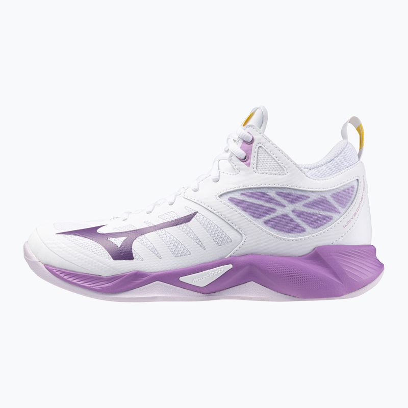 Γυναικεία παπούτσια βόλεϊ Mizuno Wave Dimension Mid λευκό/πατρίκιο μωβ/καρκίνο