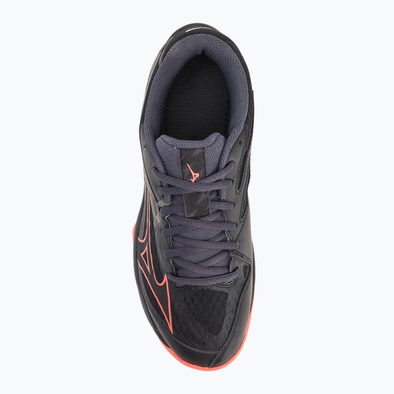 Mizuno Thunder Blade Z παπούτσι βόλεϊ μαύρο/νέον φλόγα/μπλε παγωνιά 5