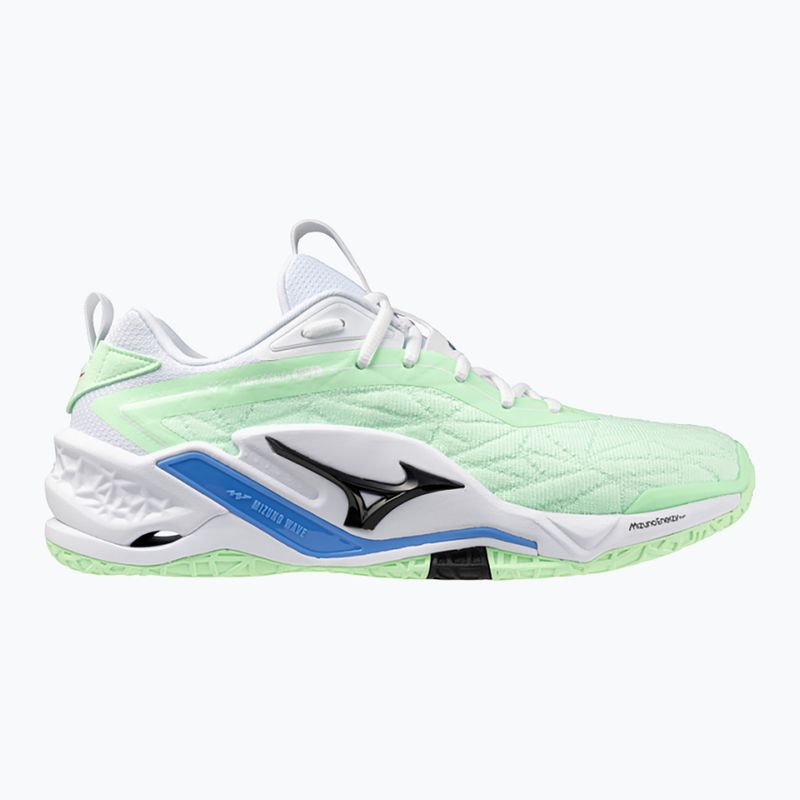 Mizuno Wave Stealth Neo 2 παπούτσια χάντμπολ μέντα/μαύρο/μπλε μπροστινό μέρος 8