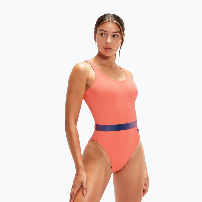 Speedo Γυναικείο ολόσωμο μαγιό με ζώνη Deep U-Back πορτοκαλί 8-00307415485 4