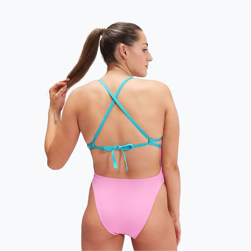 Speedo γυναικείο μαγιό Solid Tie Back ροζ/μπλε 7