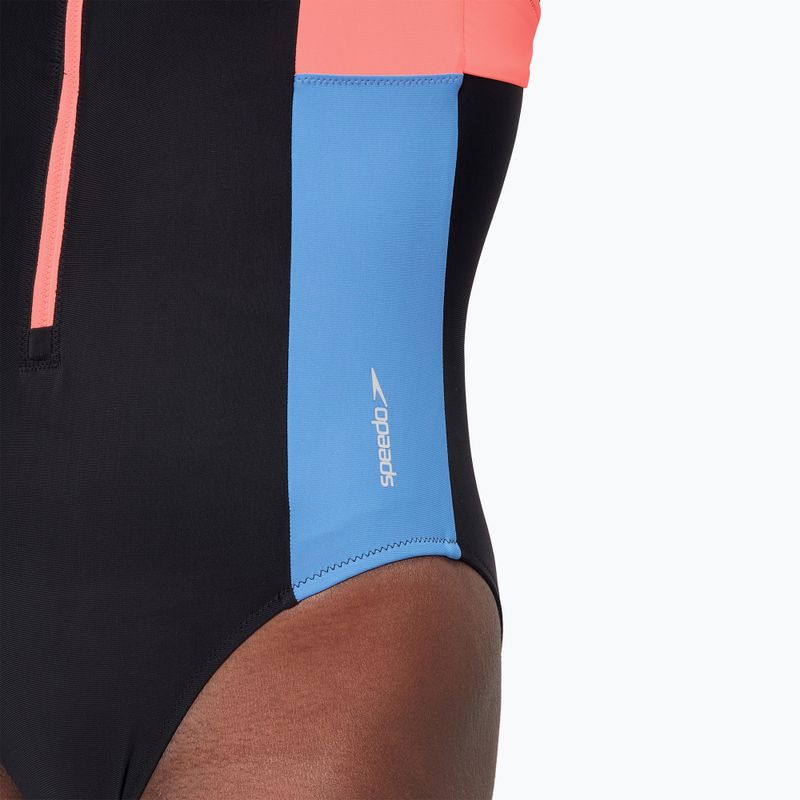 Speedo Zip Colorblock γυναικείο ολόσωμο μαγιό ανθρακί 4