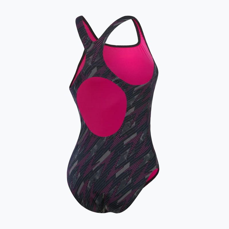 Speedo γυναικείο ολόσωμο μαγιό HyperBoom Allover Medalist black/electric pink/usa charcoal 3