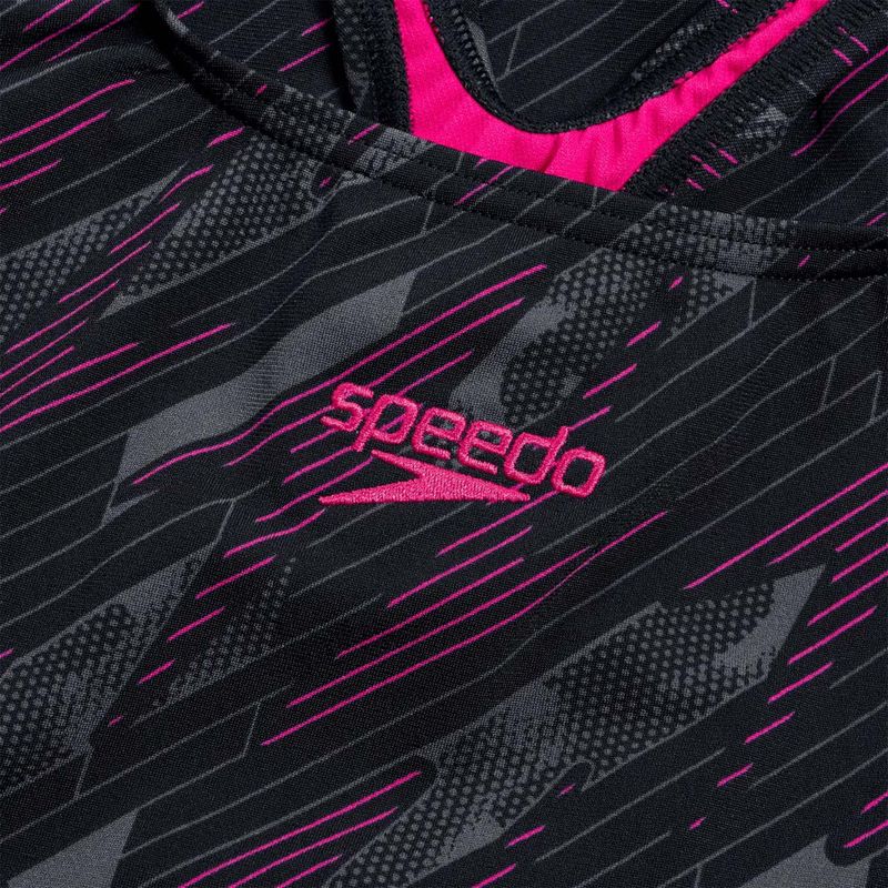 Speedo γυναικείο ολόσωμο μαγιό HyperBoom Allover Medalist black/electric pink/usa charcoal 4