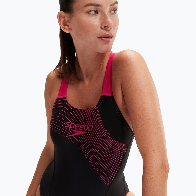 Speedo Medley Logo Ολόσωμο μαγιό μαύρο/ηλεκτρικό ροζ 8