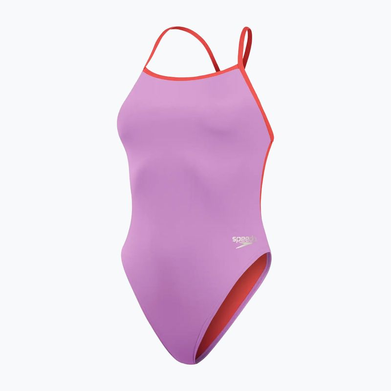 Speedo Solid Tie Back γυναικείο ολόσωμο μαγιό γλυκό μοβ/καρπούζι 2