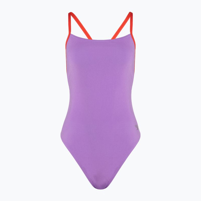 Speedo Solid Tie Back γυναικείο ολόσωμο μαγιό γλυκό μοβ/καρπούζι