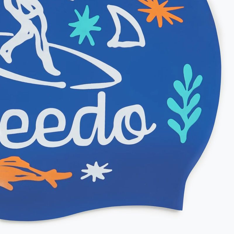 Speedo Junior Τυπωμένο σιλικονούχο σκουφάκι κολύμβησης zafre μπλε/λευκό 3