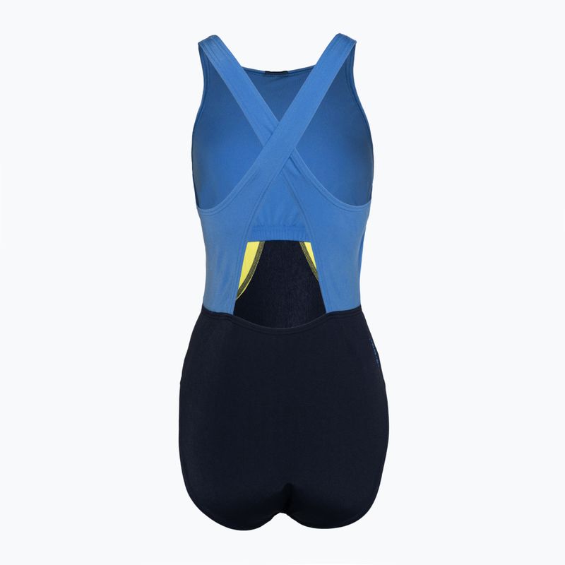 Speedo Colourblock Highneck Crossback μαγιό true navy/sevres blue/lemon drizzle 2