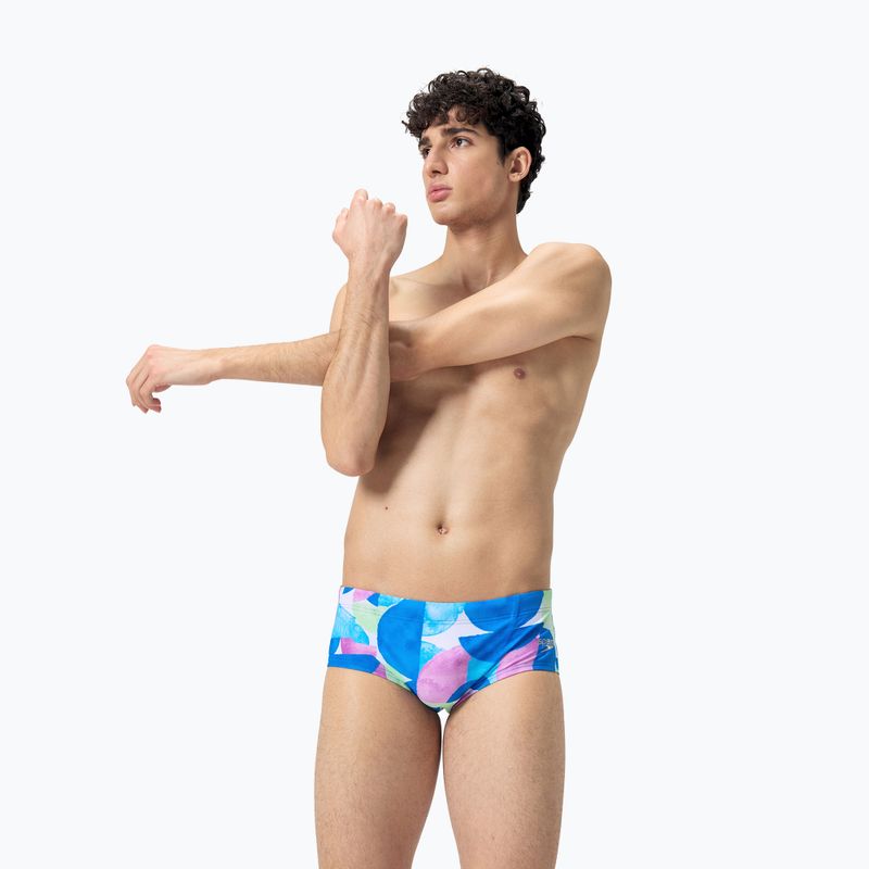 Ανδρικό μποξεράκι κολύμβησης Speedo 13.5 cm Allover Training Club Brief punch blue/kiki pink