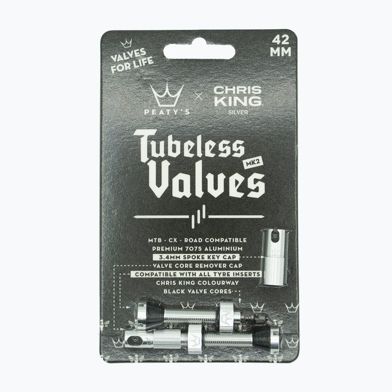 Peaty's X Chris King Mk2 Tubeless Valves PTV2-42-SIL-12 presta βαλβίδες Peaty's X Chris King Mk2 Tubeless Valves PTV2-42-SIL-12 γκρι 83777 2