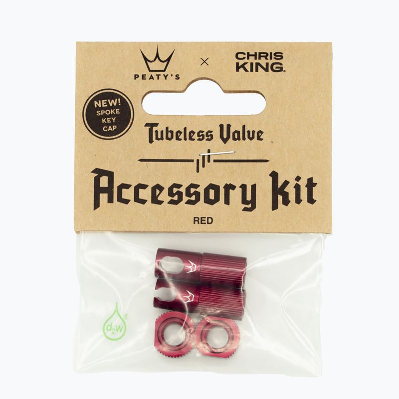 Peaty's X Chris King Mk2 Tubeless Valves Accessory Kit καπάκι βαλβίδας ελαστικού ποδηλάτου κόκκινο 83804