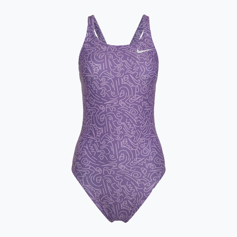 Γυναικείο ολόσωμο μαγιό Nike Hydrastrong Multi Print Fastback space purple