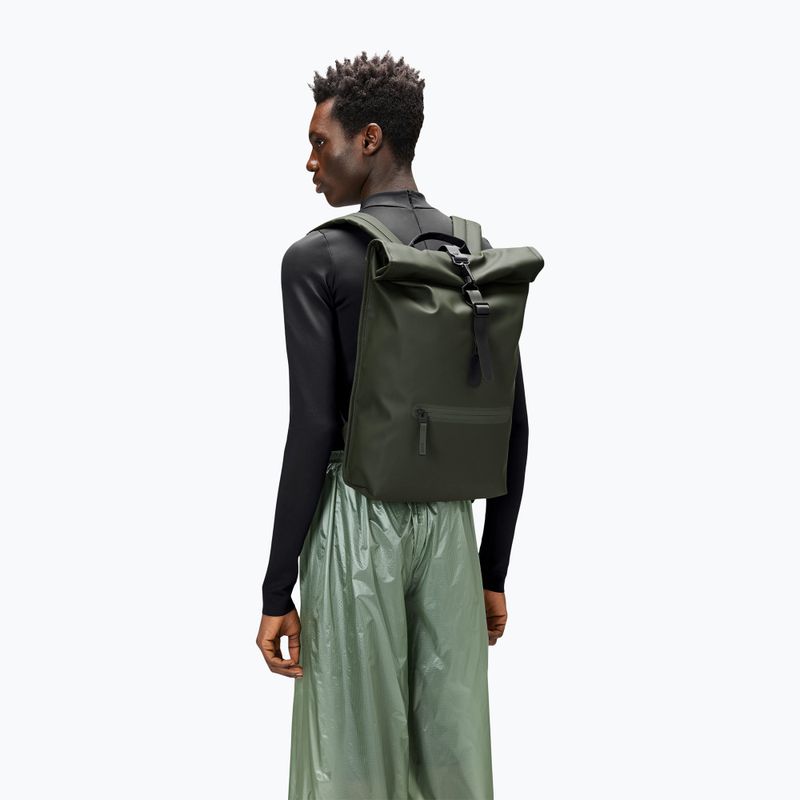 Rains Rucksack Rolltop W3 13 l πράσινο σακίδιο πόλης 3