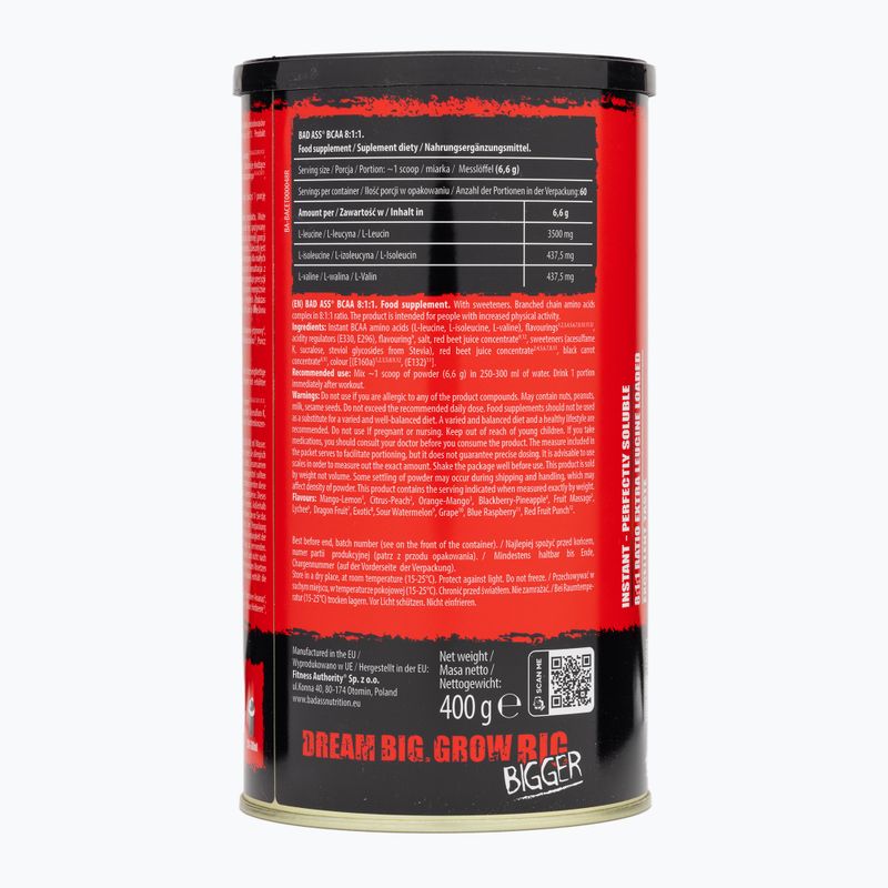 Αμινοξέα Fitness Authority Bad Ass Bcaa 8 400 g μάνγκο/λεμόνι 2