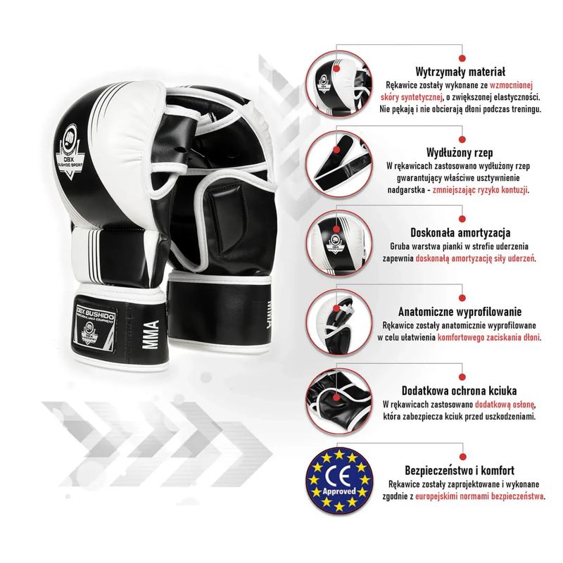 Mma Krav Maga γάντια DBX BUSHIDO μαύρο και λευκό Arm-2011A-L/XL 10