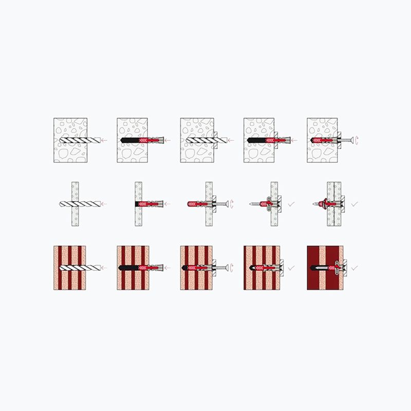 Fischer 10×80 βύσματα τοίχου με βίδες 8 τμχ για σκάλες BenchK ασημί BK-KM8 3