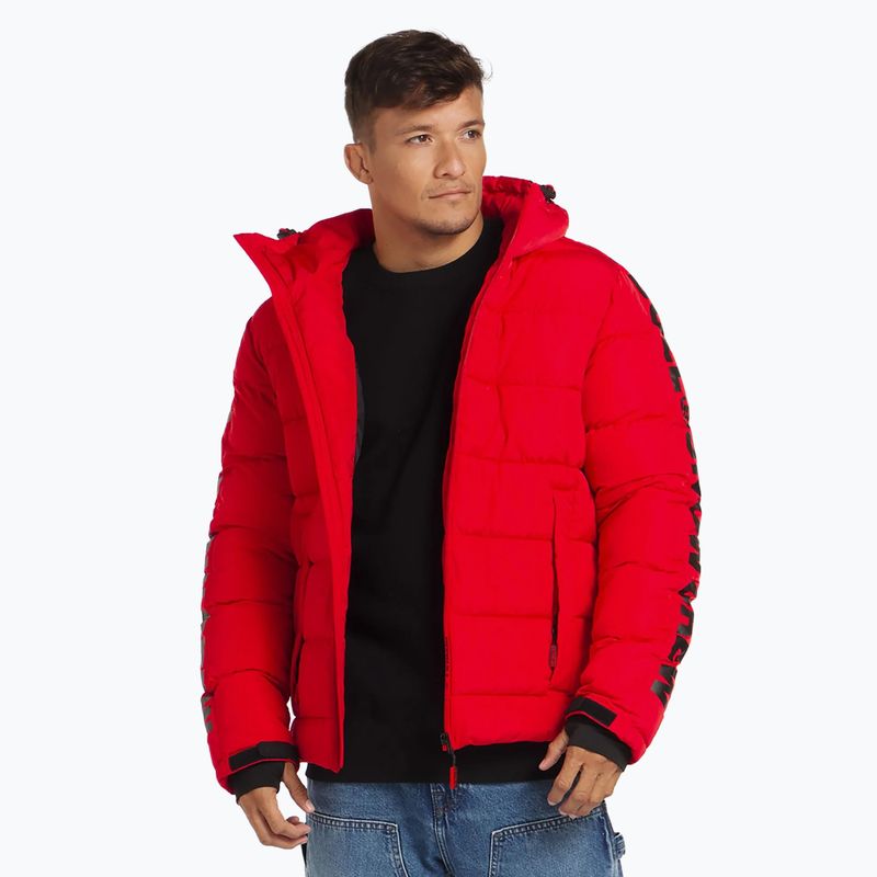 Pitbull West Coast ανδρικό Airway 4 Padded Hooded down jacket με κουκούλα κόκκινο