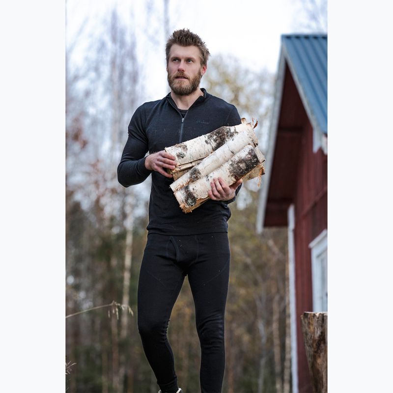 Pinewood Abisko Merino Base Layer θερμικό παντελόνι καπνός μαύρο 2