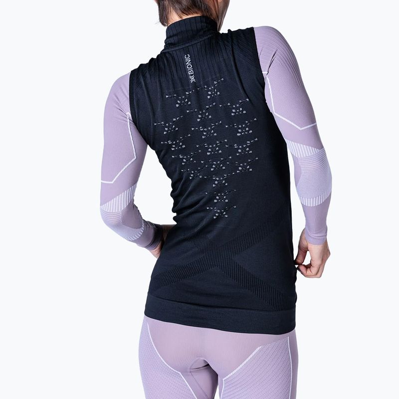 Γυναικείο X-Bionic Energy Accumulator Light Full Zip μαύρο/ανοιχτό γκρι αμάνικο μπλουζάκι 2