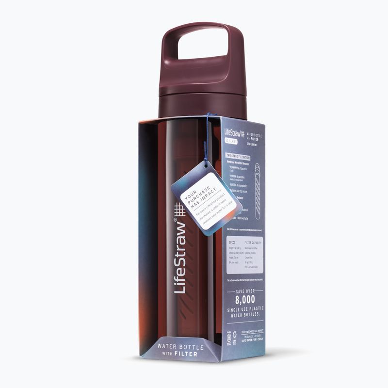 Μπουκάλι ταξιδιού Lifestraw Go 2.0 με φίλτρο 650ml merlot me away 4