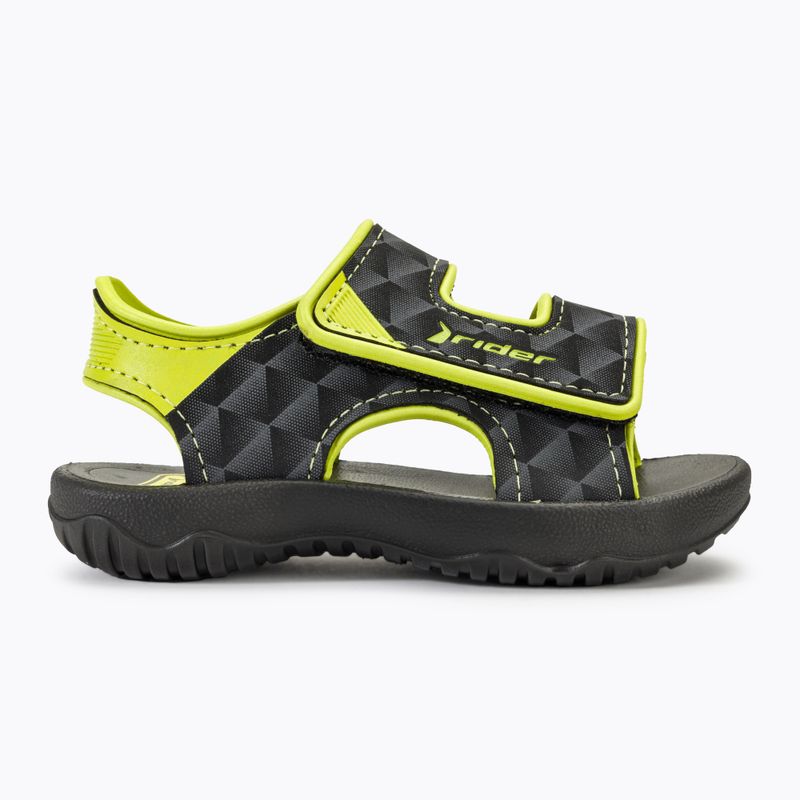 RIDER Basic Sandal V Baby μαύρα/νεοκίτρινα σανδάλια 2