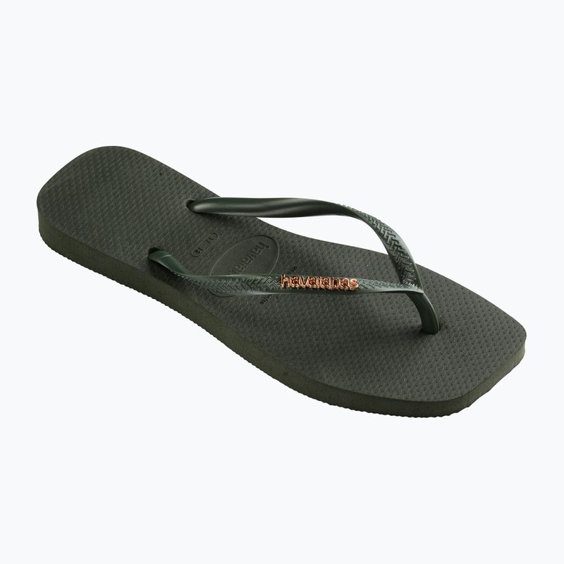 Γυναικείες σαγιονάρες Havaianas Square Logo Metallic green olive 8