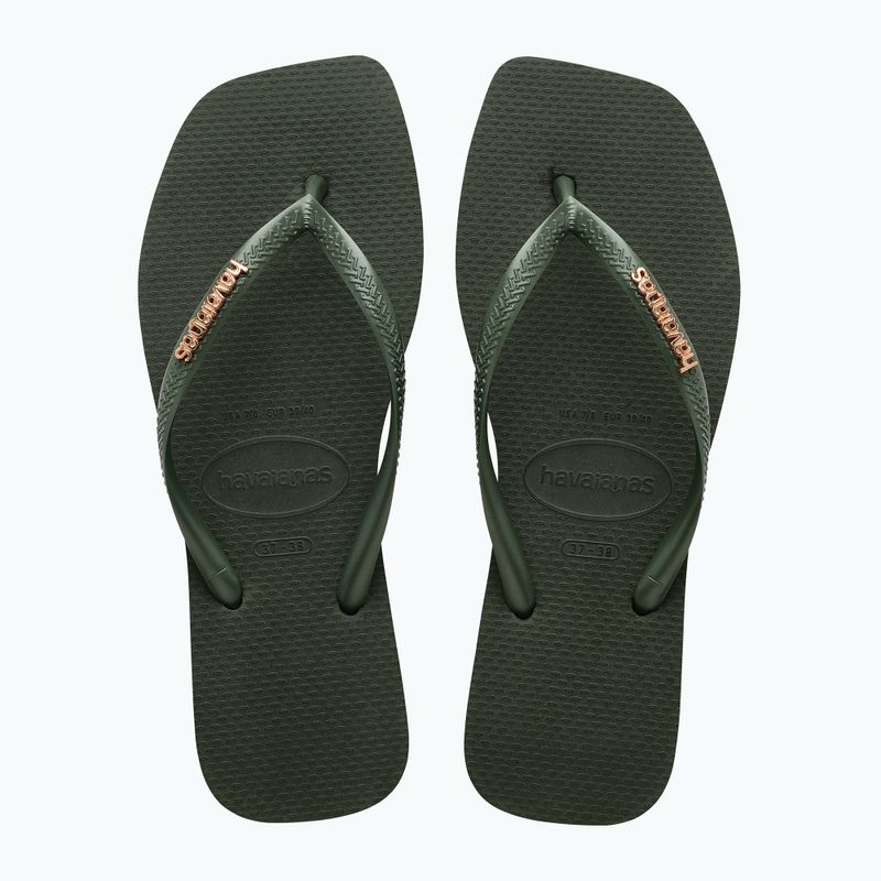 Γυναικείες σαγιονάρες Havaianas Square Logo Metallic green olive 10