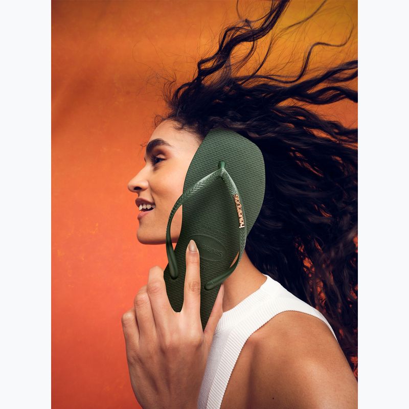 Γυναικείες σαγιονάρες Havaianas Square Logo Metallic green olive 15