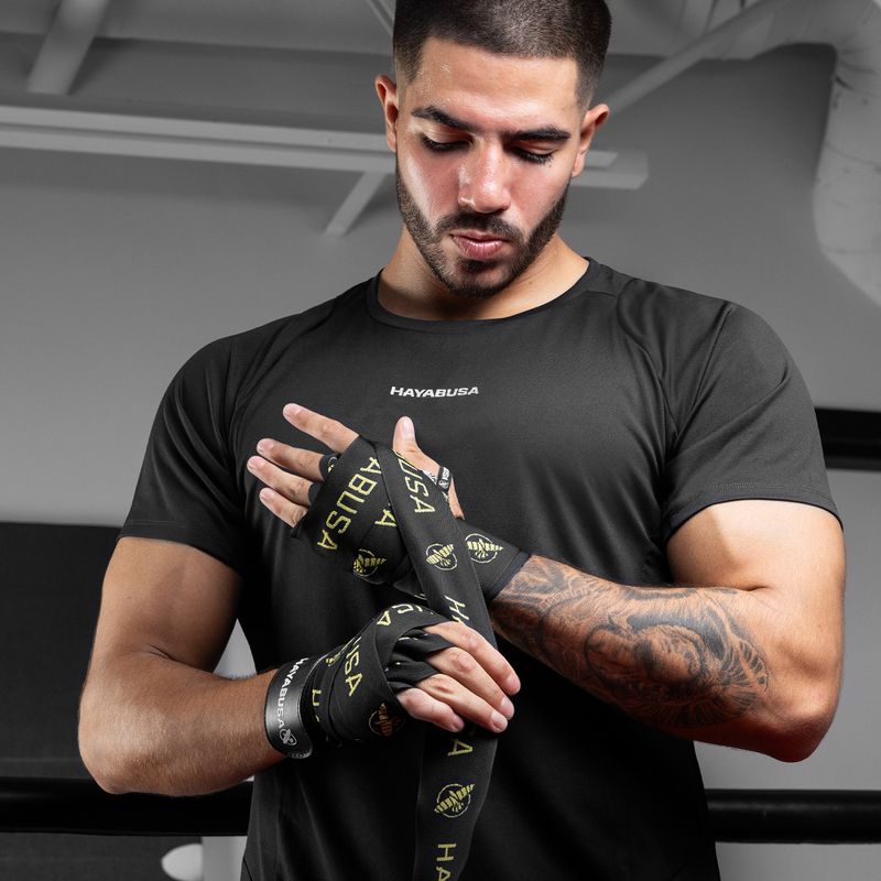 Hayabusa Premium Jacquard Boxing Handwraps 450 cm μαύρο/χρυσό 5