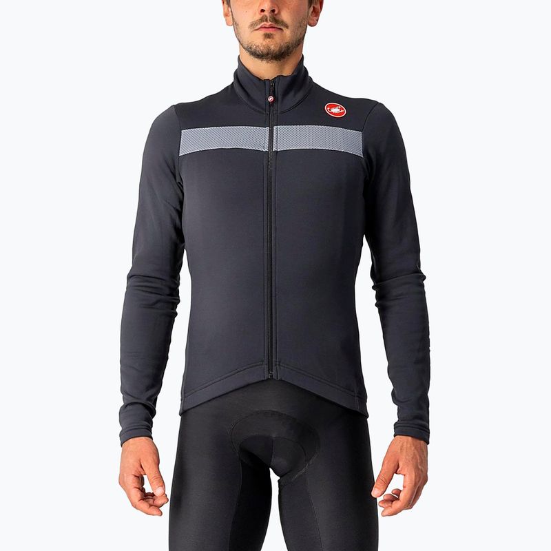 Ανδρικό φούτερ ποδηλασίας Castelli Puro 3 FZ light black/silver reflex