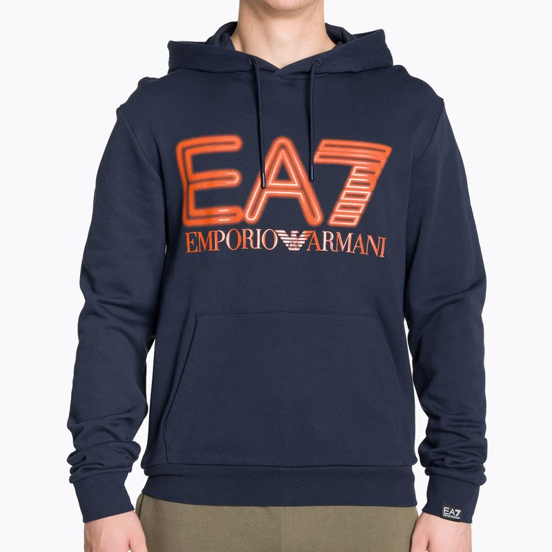 Ανδρικό φούτερ EA7 Emporio Armani Train Logo Series Oversize Logo Hoodie Coft navy blue