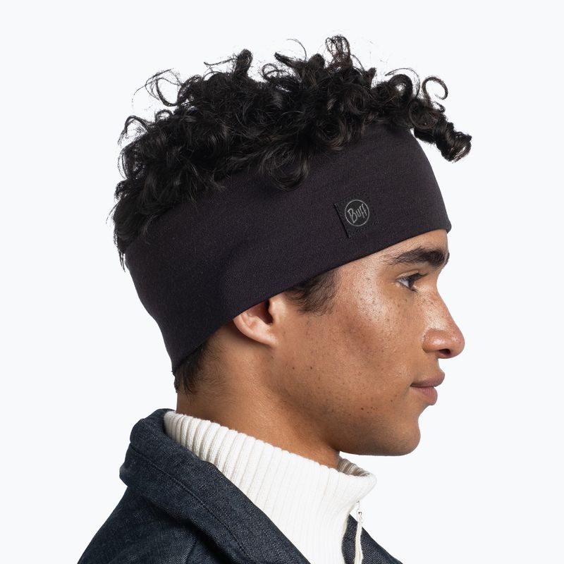 BUFF Merino Headband Wide στερεό μαύρο 3