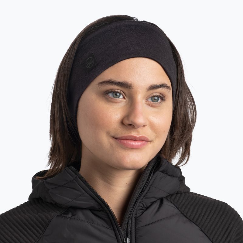 BUFF Merino Headband Wide στερεό μαύρο 5