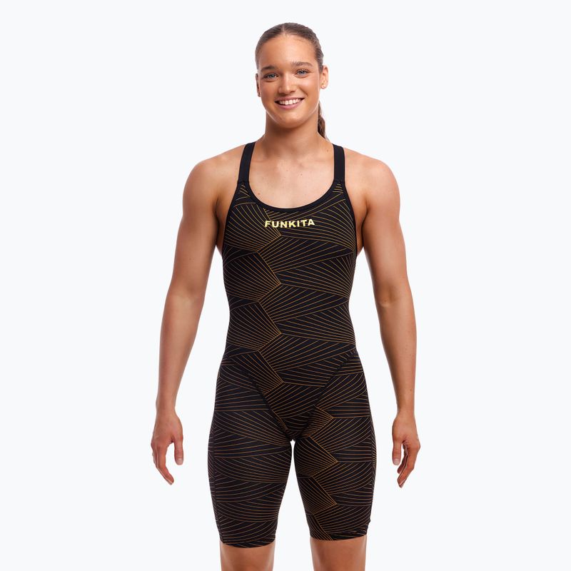 Γυναικεία αγωνιστική στολή Funkita Fast Legs One Piece gold weaver 2