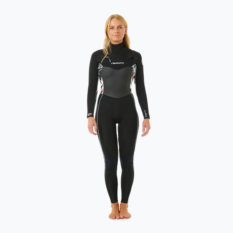 Rip Curl Dawn Patrol Γυναικείο κολυμβητικό αφρό 4/3mm Chest Zip Sublimed μαύρο/ μαύρο/ multi