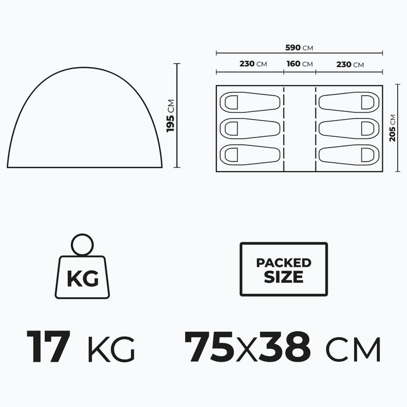 Σκηνή κάμπινγκ 6 ατόμων KADVA AIRcamp 6.33 πράσινο 24