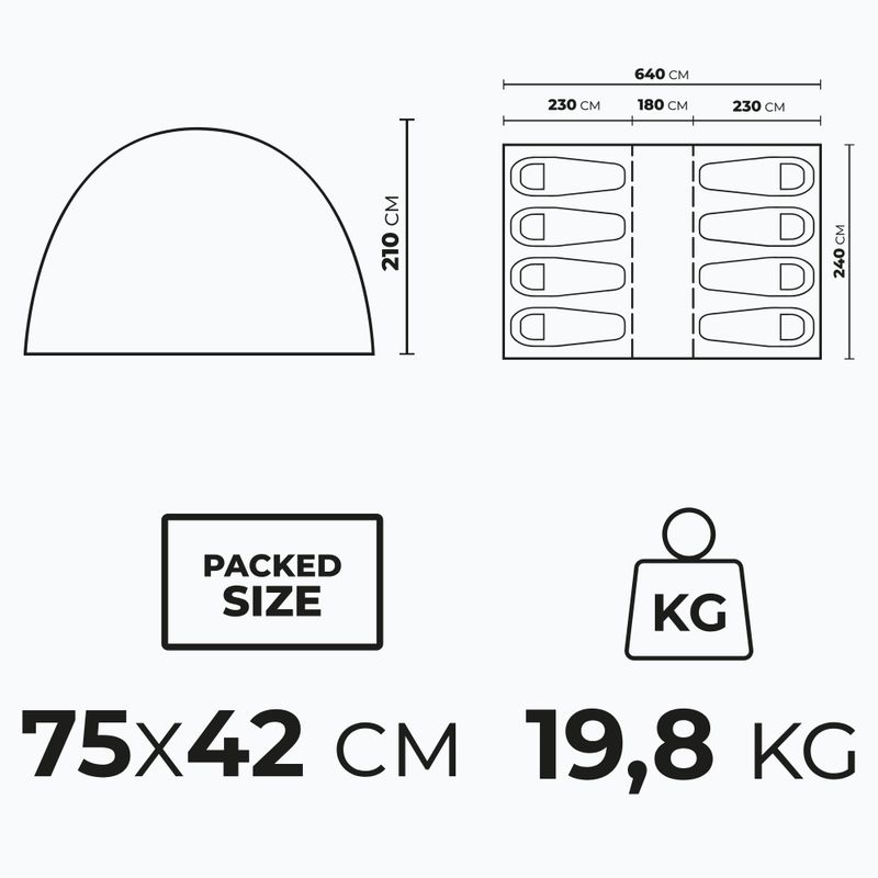 Σκηνή κάμπινγκ 8 ατόμων KADVA AIRcamp 8.44 πράσινο 7
